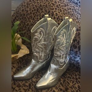 Glamorous Silver Heeled Boots